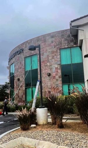 Exterior building pressure washing service in California for a clean, refreshed appearance.