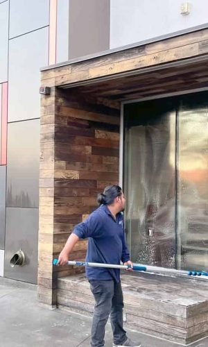 Pressure washing storefronts for a clean, professional appearance in California. Expert exterior cle.